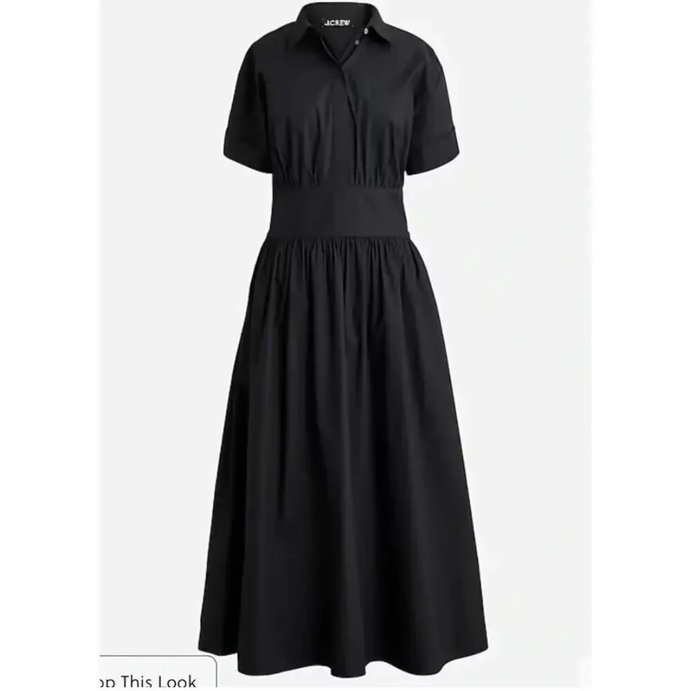 j.‎ crew fitted-waist shirtdress stretch cotton poplin black by926 women size 00